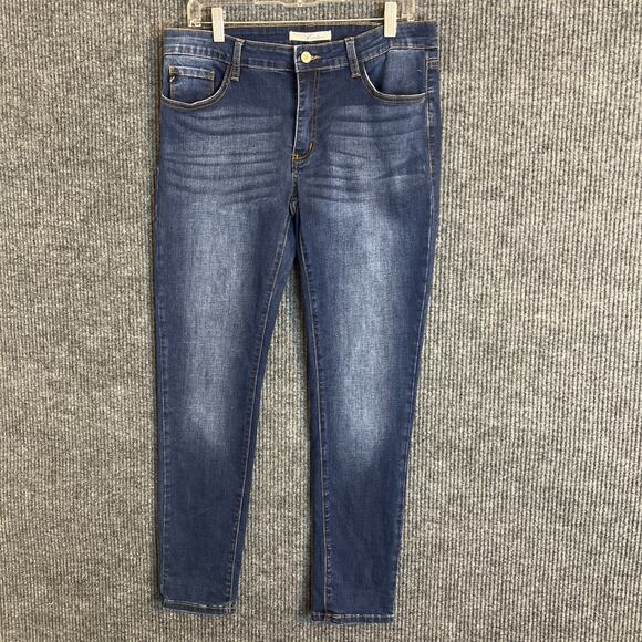 Kancan Womens High Rise Ankle Skinny Jeans Sz 13 Blue Medium Wash Denim - Picture 1 of 12